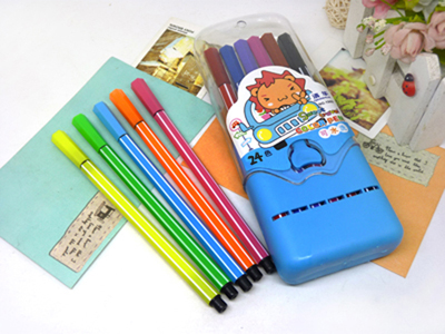 正品 细杆水彩笔可水洗色泽鲜艳书写流畅耐用环保无毒24色 -1969-24