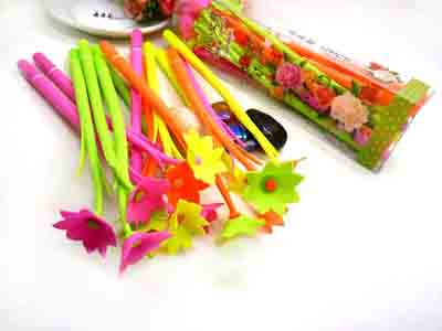 韩版创意蝶恋花中性笔可爱小草软硅胶造型签字笔