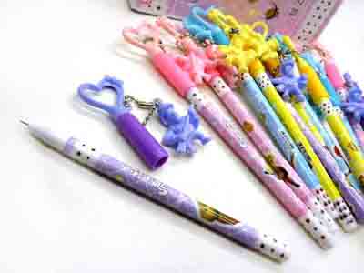 正品小小文具日韩创意文具 可爱心形光头强挂链签字笔	