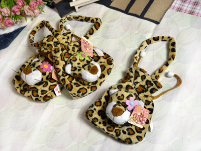 韩版可爱日本正版动物装扮豹子手机零钱袋娃娃玩具 -23393号