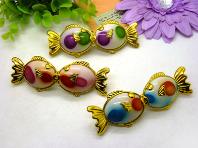 新款一个韩版金色双鱼水钻顶夹边夹刘海夹马尾夹发夹发饰