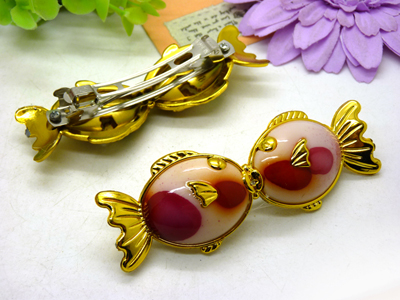 新款一个韩版金色双鱼水钻顶夹边夹刘海夹马尾夹发夹发饰