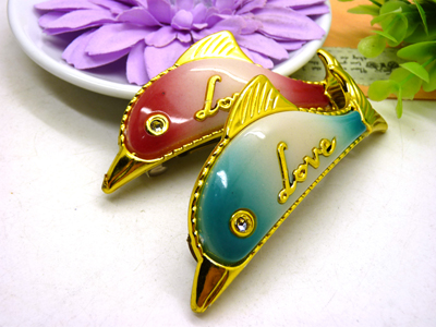 新款一个韩版金色鱼水钻顶夹边夹刘海夹马尾夹发夹发饰