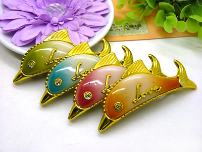 新款一个韩版金色鱼水钻顶夹边夹刘海夹马尾夹发夹发饰