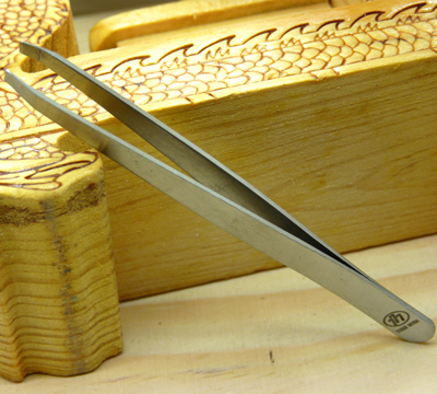 韩版正品THREE SEVEN777磨砂不锈钢眉夹镊子 斜口眉毛夹 眉钳 拔毛镊子