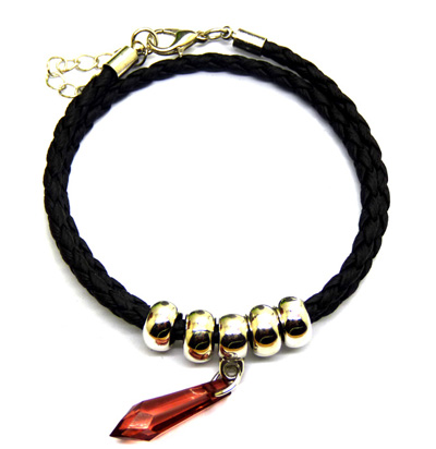 合金水晶皮绳时尚雨滴吊坠手链