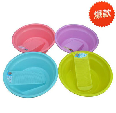 新款洗衣盆 带搓衣板洗衣盆 加厚型洗衣盆(9505)