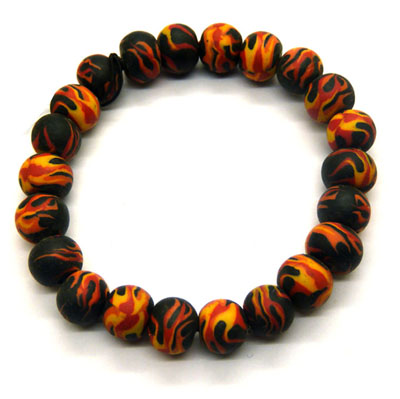 8mm彩色印花珠手链 软陶珠编织手链 手饰批发