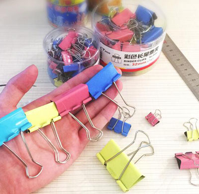 41mm 彩色长尾夹 （24个装）大号票据夹 学生燕尾夹办公用品1108