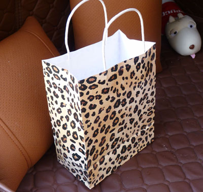 高34cm宽19.5cm豹纹牛皮纸袋 通用礼品纸袋