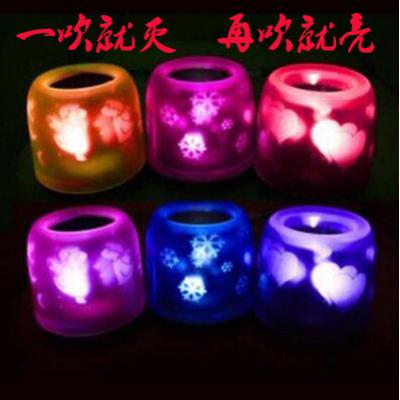 新品 圣诞节礼品 声控投影蜡烛灯/声控吹熄小夜灯