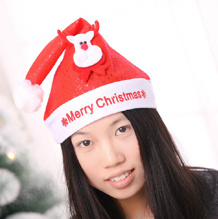 圣诞节帽子-硬顶印字可爱玩偶（满天星）