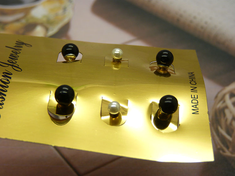 厂家批发韩式新款珍珠水钻耳钉三件套