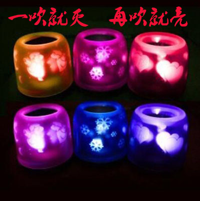 新品 圣诞节礼品 声控投影蜡烛灯/声控吹熄小夜灯