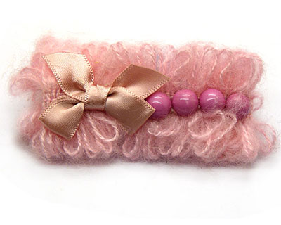 厂家直销 蝴蝶结丝绒毛线珍珠鸭嘴夹发夹