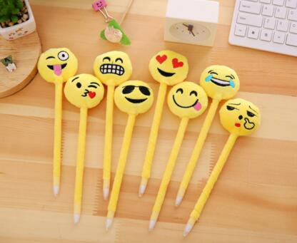 创意文具可爱卖萌表情笑脸圆珠笔毛绒可爱学生用品
