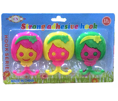 3个装卡通挂钩粘钩3D天使女孩承重2kg 