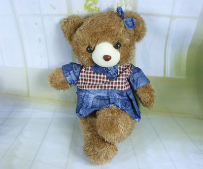 新款可爱牛仔裙熊泰极熊 公仔毛毛熊毛绒玩具 儿童生日礼物女 -裙熊-3号